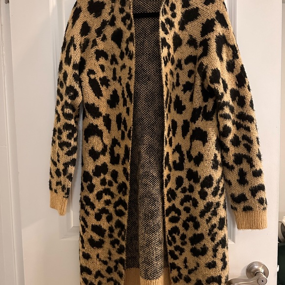 BP. Leopard print long and open cardigan Sz M - Picture 2 of 9